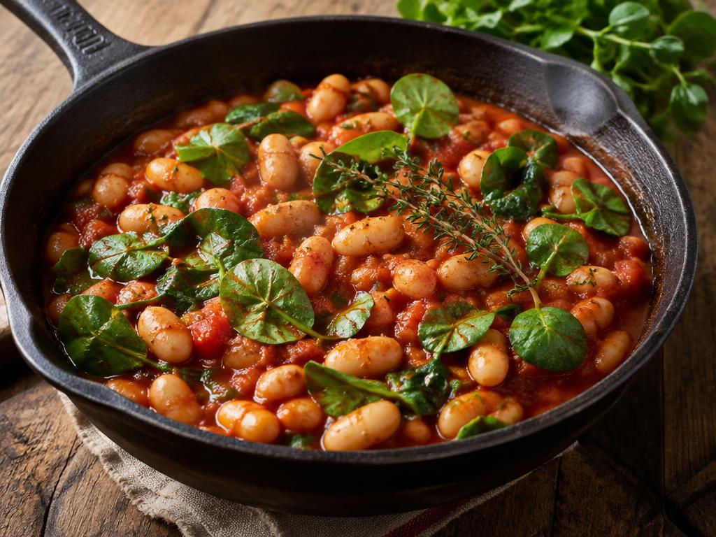 Haricots Blancs Mijotés à la Tomate & Cresson