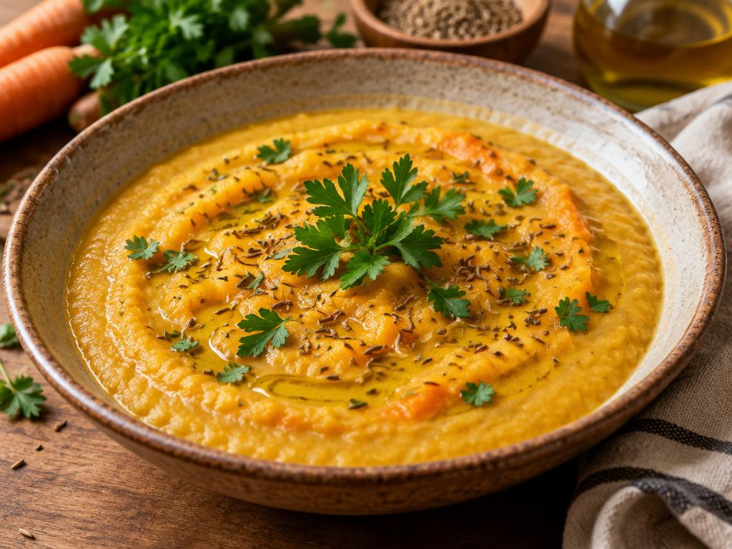 Purée de Pois Cassés & Carottes au Cumin
