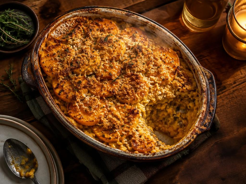 Gratin de Patate Douce & Lentilles Corail