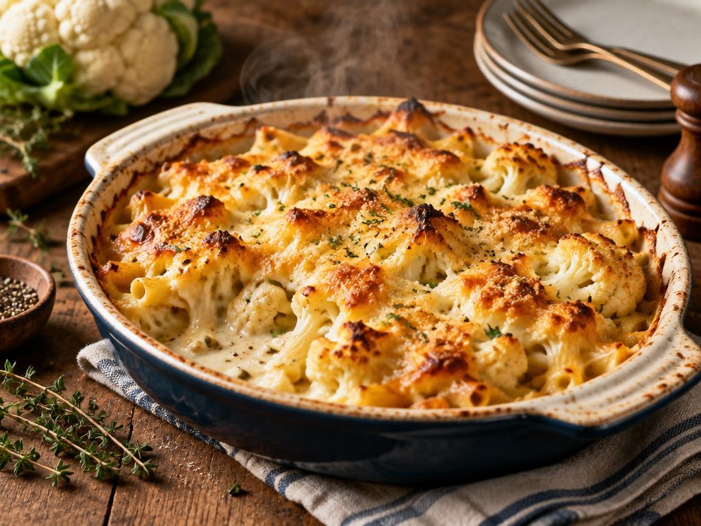 Gratin de Pâtes au Chou-fleur
