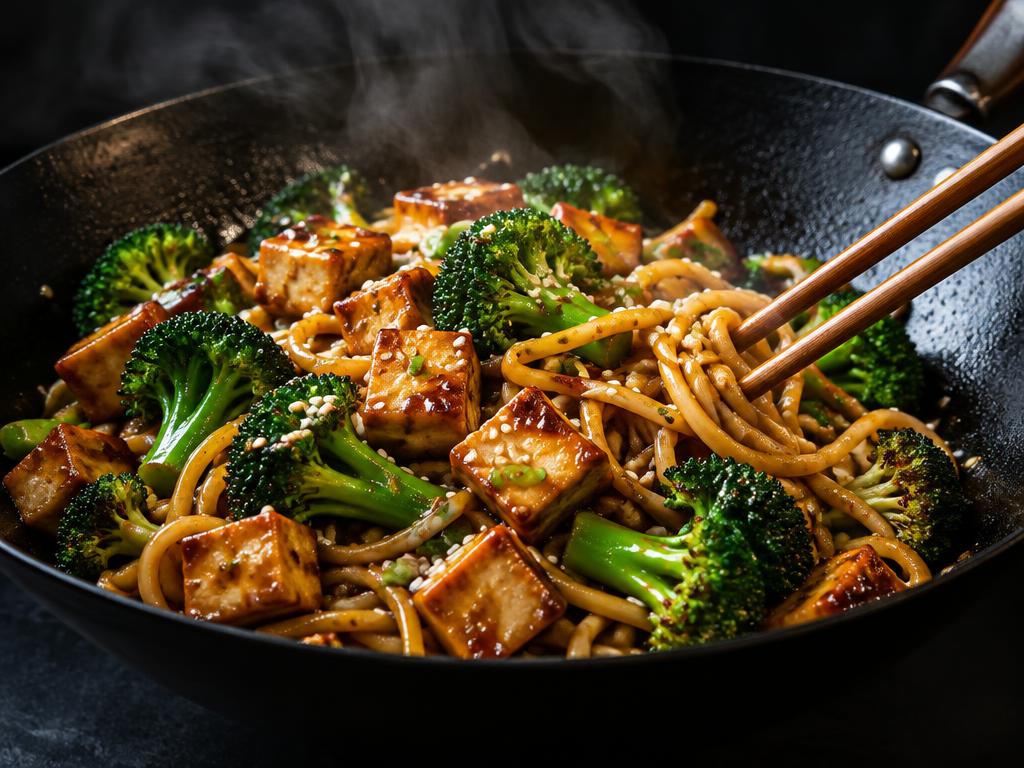 Wok de Nouilles au Tofu & Brocoli
