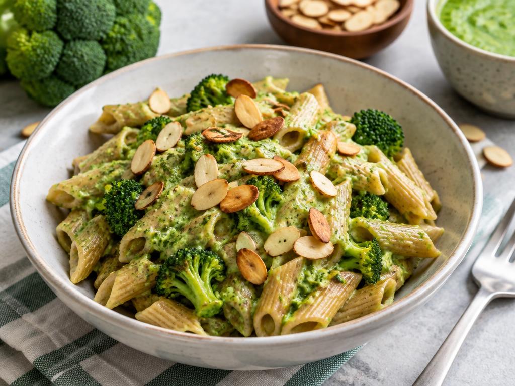 Pâtes Complètes, Sauce Brocoli & Amande