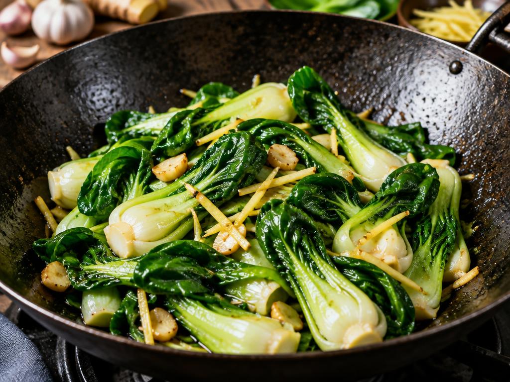 Pak choï sauté au gingembre